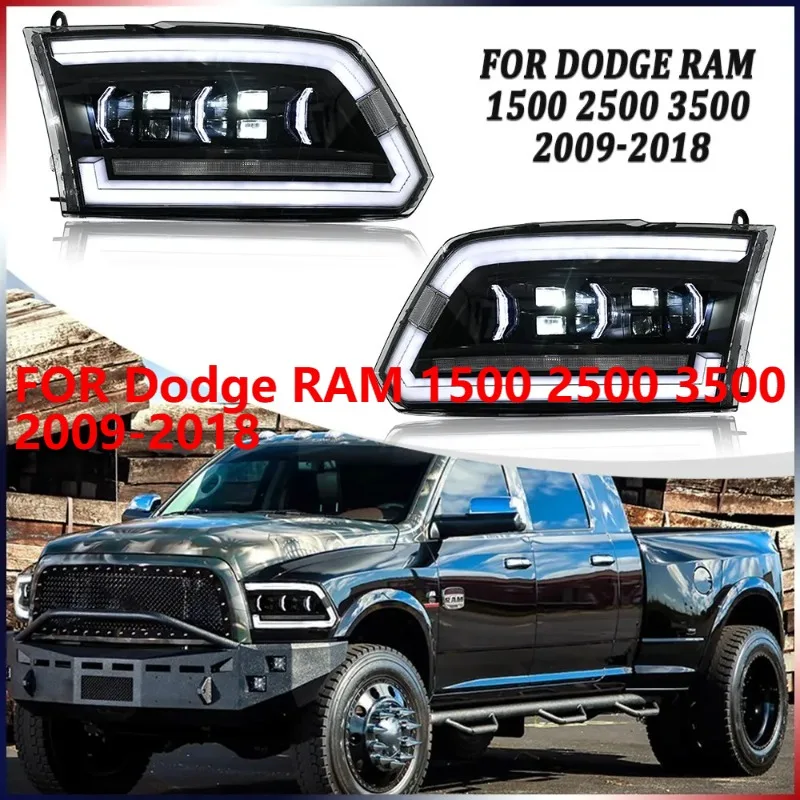 

1 комплект светодиодных фар в сборе для Dodge RAM 1500 2500 3500 2009-2018, комплект анимационных фар DRL