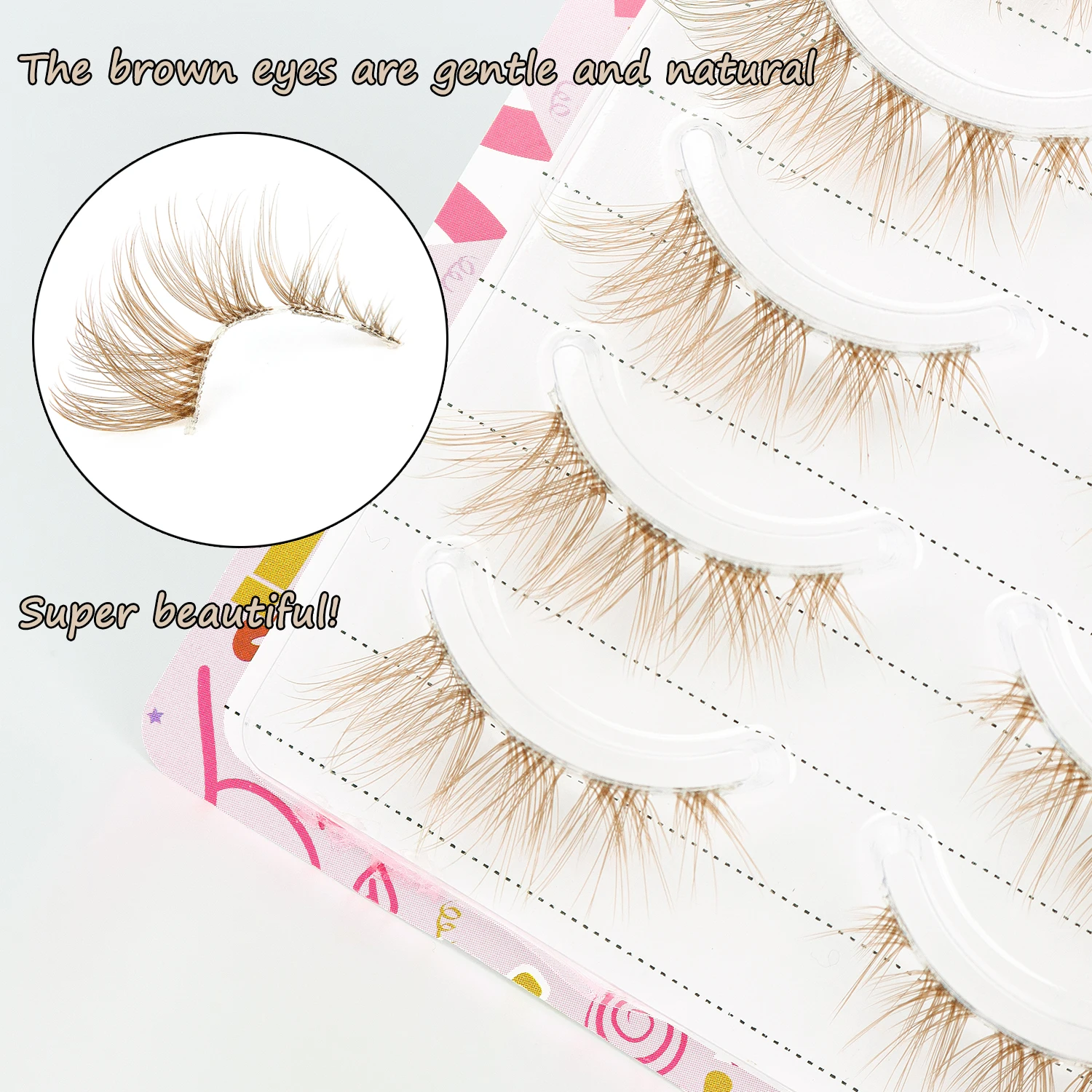 5 paires de faux cils bruns 3D pour les yeux de bande dessinée pour allonger naturellement la queue de faux cils