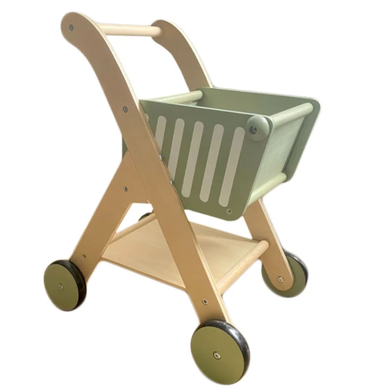 Kids Wooden Children's Simulated Shopping Cart Toy Girl Supermarket Cart House Baby Kitchen Toy Walker For Children