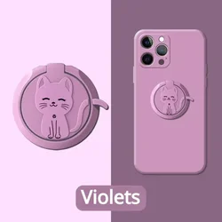 Cute Cartoon Cat Mobile Phone Holder Round Mount Phone Finger Ring Stand for IPhone 15 Samsung Huawei Xiaomi Phone Accessories