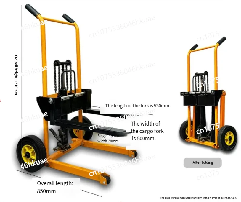 

Mini 200kg Load-bearing Forklift, Portable Manual Handling Stacker, Light and Small Househol Lift Truck, Hydraulic Unloading