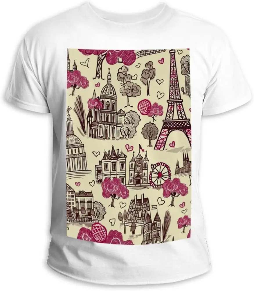 Eiffel Tower Valentine's Day Paris  Unisex T-shirts for Men Women Summer Tees Cotton Luxury brand vintage oversized