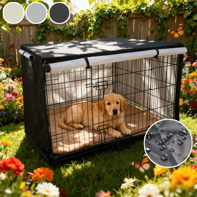 

1PC 210D Oxford Pet Cage Cover Waterproof Dustproof All Weather Protection with Mesh Window for Outdoor Indoor Dog Kennel Use