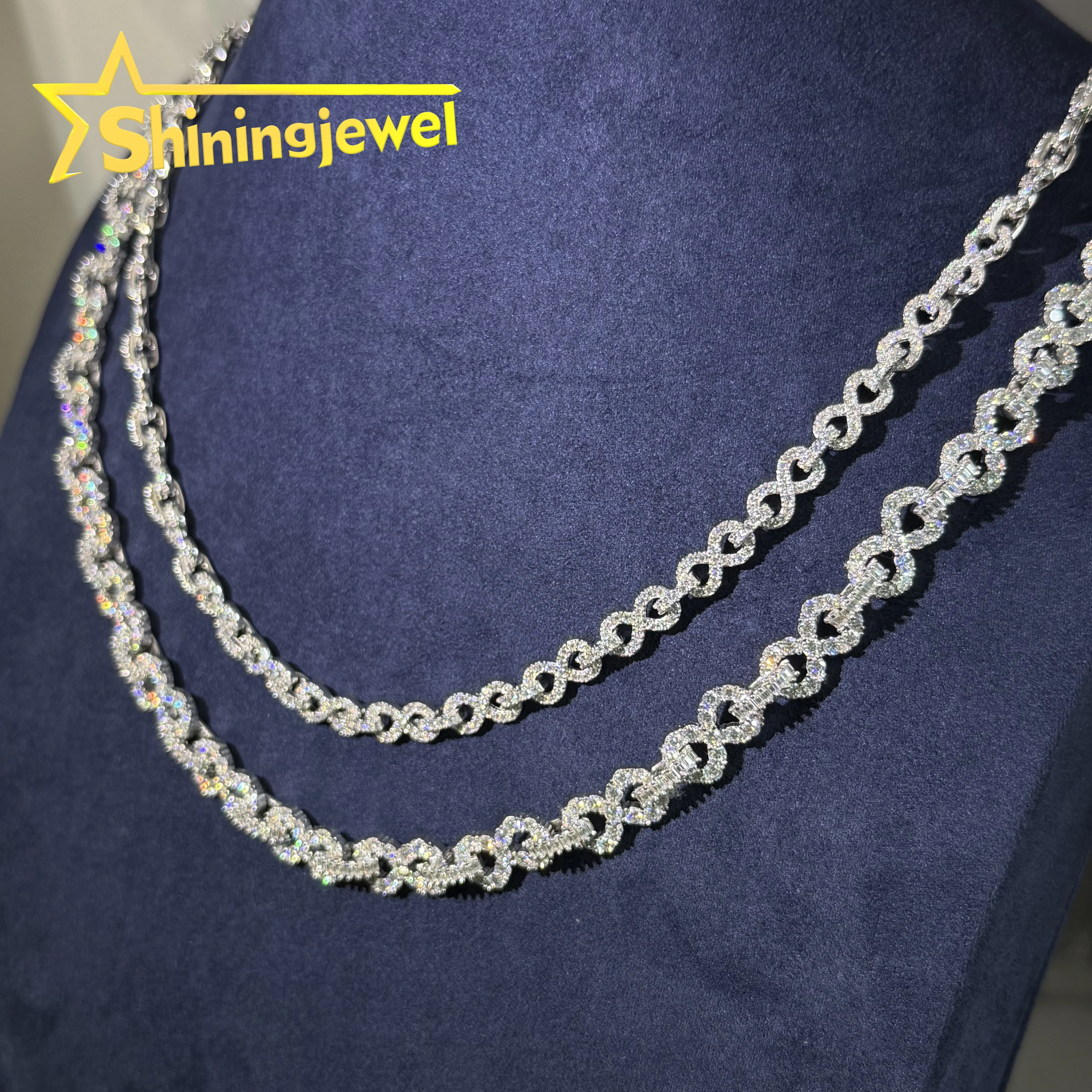 6mm Sale Hot 8mm Iced Out Cuban Link Chain 925 Silver Moissanite Infinite Chain Iced Out Jewelry VVS Cuban Link Chain..