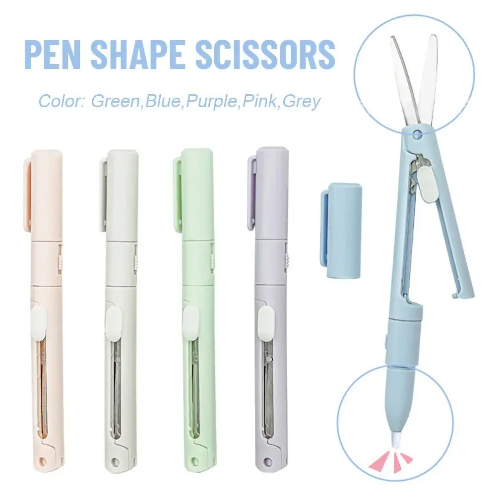 School Office Supplies Multifunction Stationery Folding Scissors Pen Shape Scissors Paper-Cutting Art Tool Ceramic Penknife