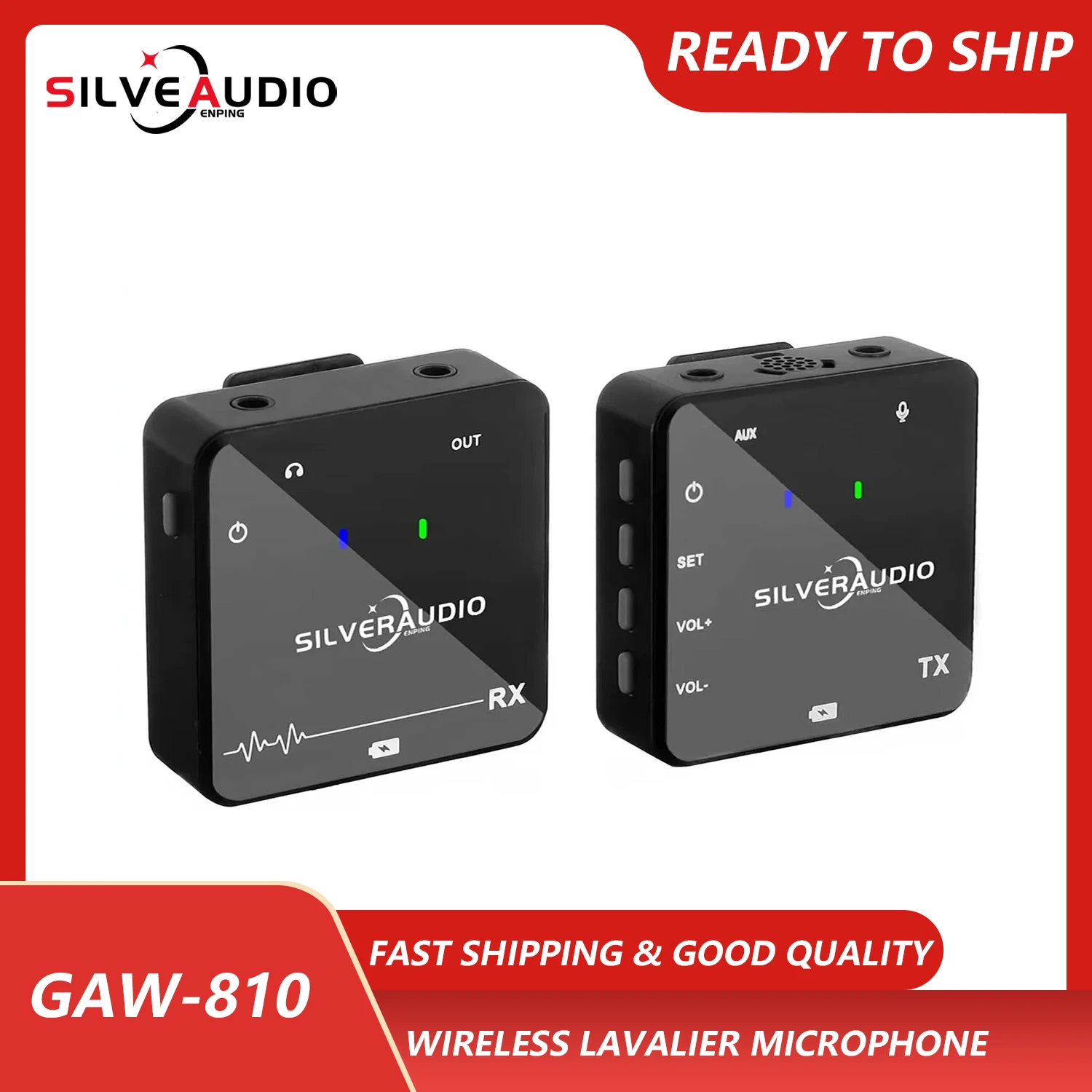 

GAW-810 New Design Square Wireless Clip on Microphone Smart Mini Phone Computer Conference Live Lavalier Microphone