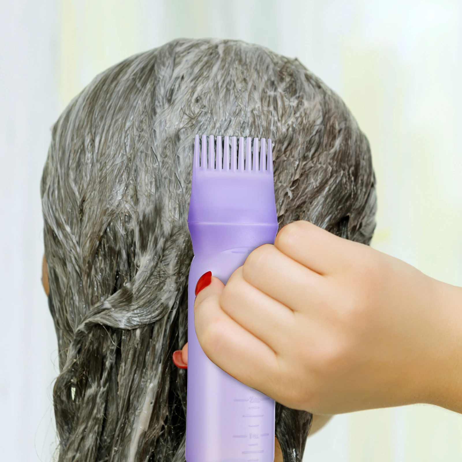 

4 Pcs Hair Dye Oil Bottle Comb Applicator Purple Pink White Reusable Home Salon Coloring Bleaching Shampoo Conditioner