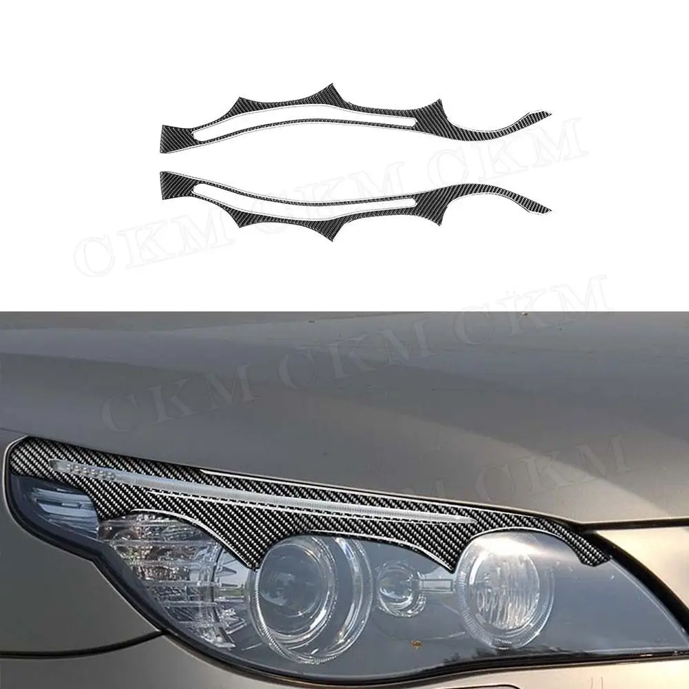 

Carbon Fiber Front Bumper Eyebrow Headlight Covers Car Sticker For BMW 5 Series E60 2004-2010