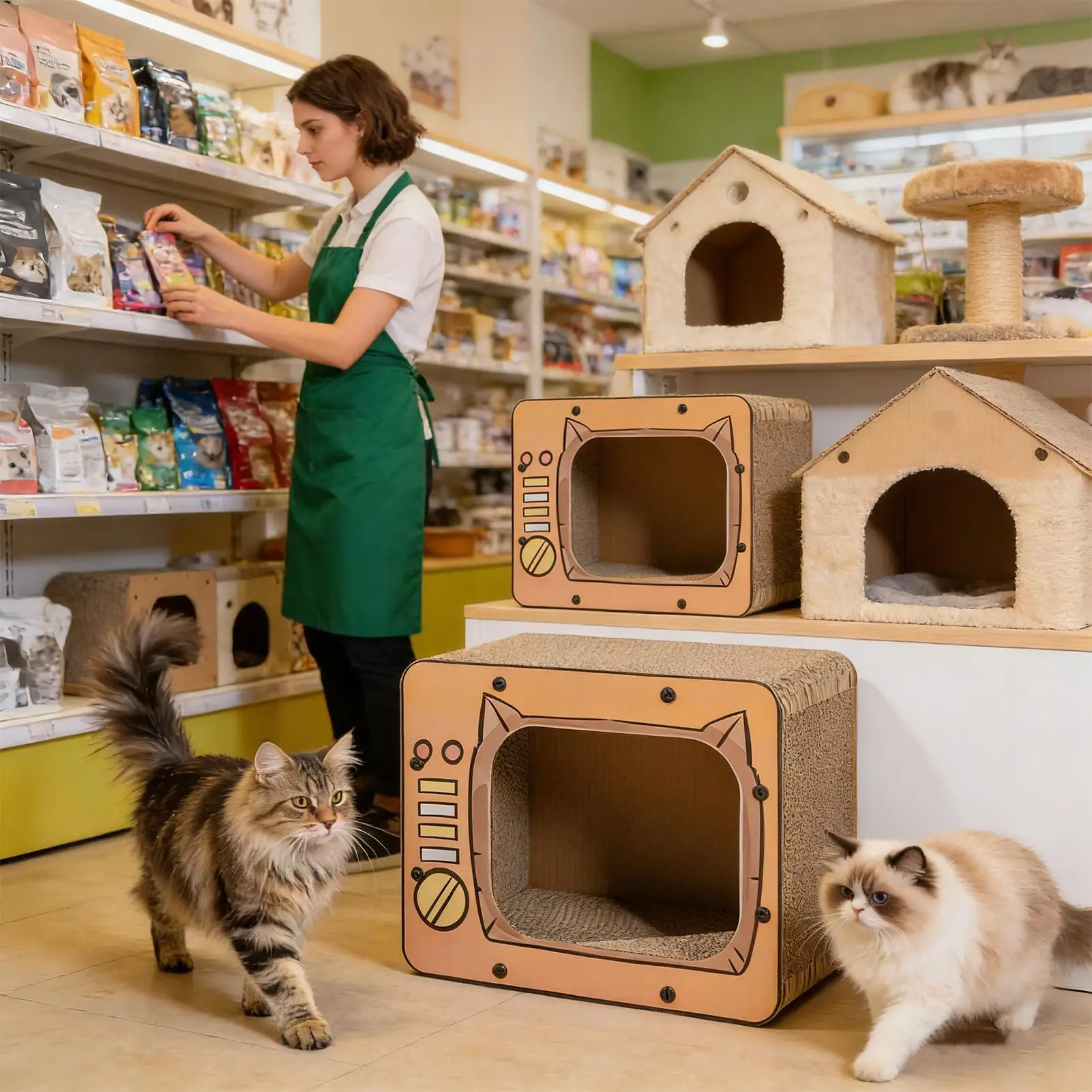 

Cat Scratch House Cardboard Non-Slip Bottom Pet Supplies Cardboard Cat Scratcher Pet Bed For Furniture Protector Enrichment Play