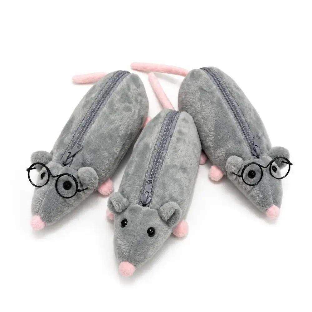 Mouse Pencil Bag Rat Shape Portable Pencil Case Multi-Function Large Capacity Pencil Case Makeup Bag Makeup Storage