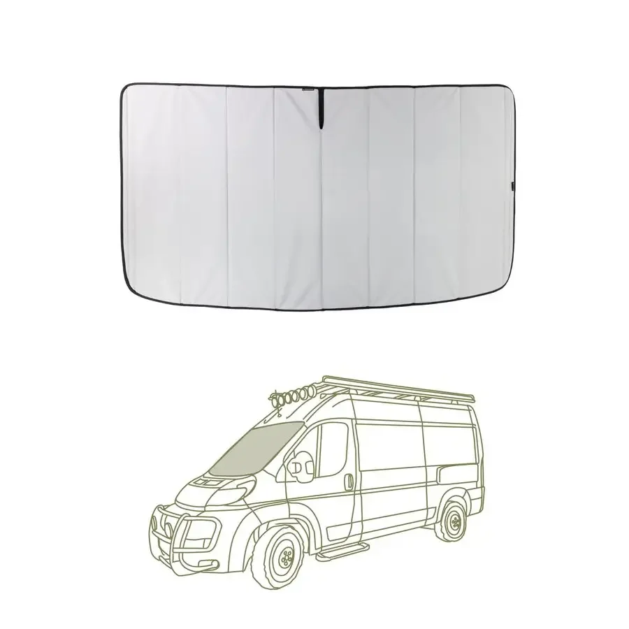 

Insulated Blackout Front Windshield Cover Designed for RAM Promaster Van Years 2014 to Current Model Cool Gray
