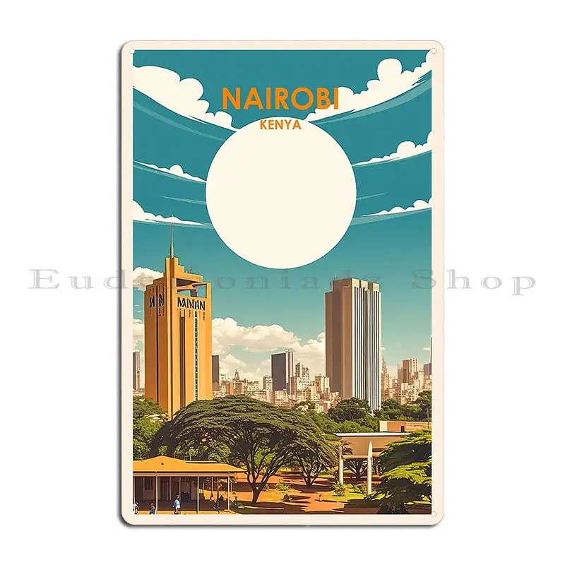 Nairobi Kenya Poster Nairobi Poster Nairobi Illustration Art Abstract Metal Sign Custom Bar Garage Vintage Tin Sign Poster