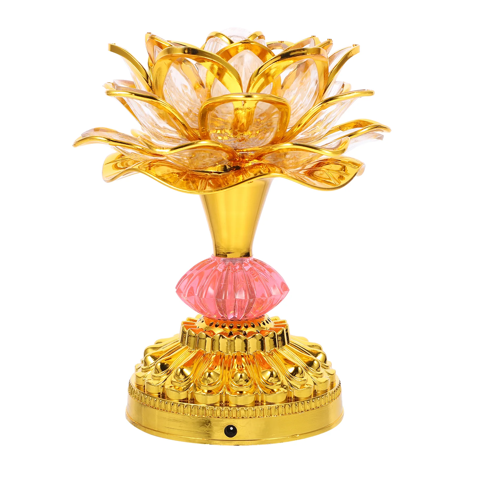 Night Light USB Colorful LED Lotus Lantern for Buddha Props Worship Lamp Household Golden