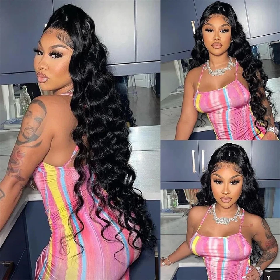 Parrucche per capelli umani a onda profonda da 32 pollici Wear And Go Prepizzicate senza colla 4x4 Pre taglio in pizzo Onda profonda Parrucche senza colla Capelli umani facili da indossare