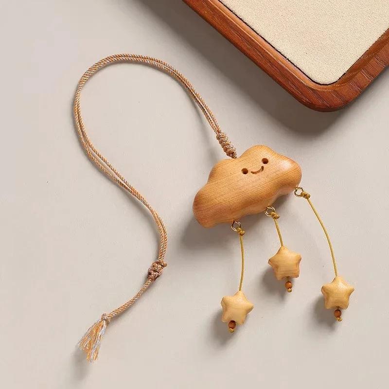 Cliff Cypress Cloud Car Pendant Household Simple High-end Car Interior Decoration Wood Safety Assurance Rearview Mirror Pendant