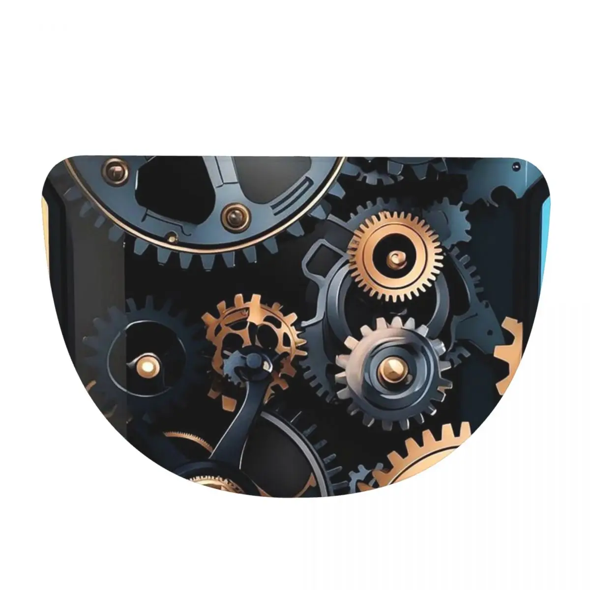 Mechanical Machine Gears Steampunk Style Soft Flannel Half Round Doormat Non Slip Bathroom Mat Absorbent Floor Carpet for Garage