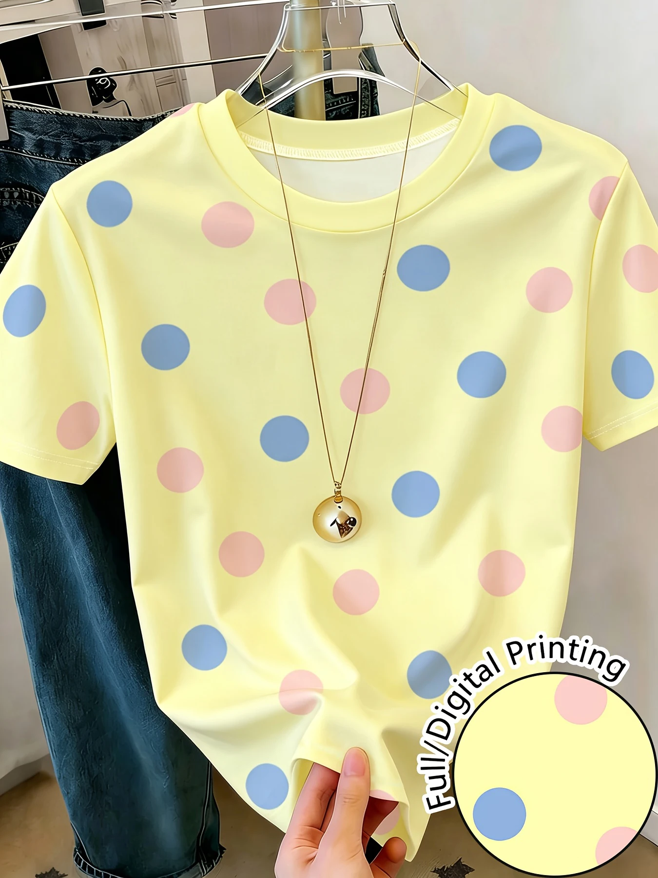 2026 Women's Crew Neck Short Sleeve T-Shirt Casual Printed Top Fashionable Comfortable Fit for Various Occasions