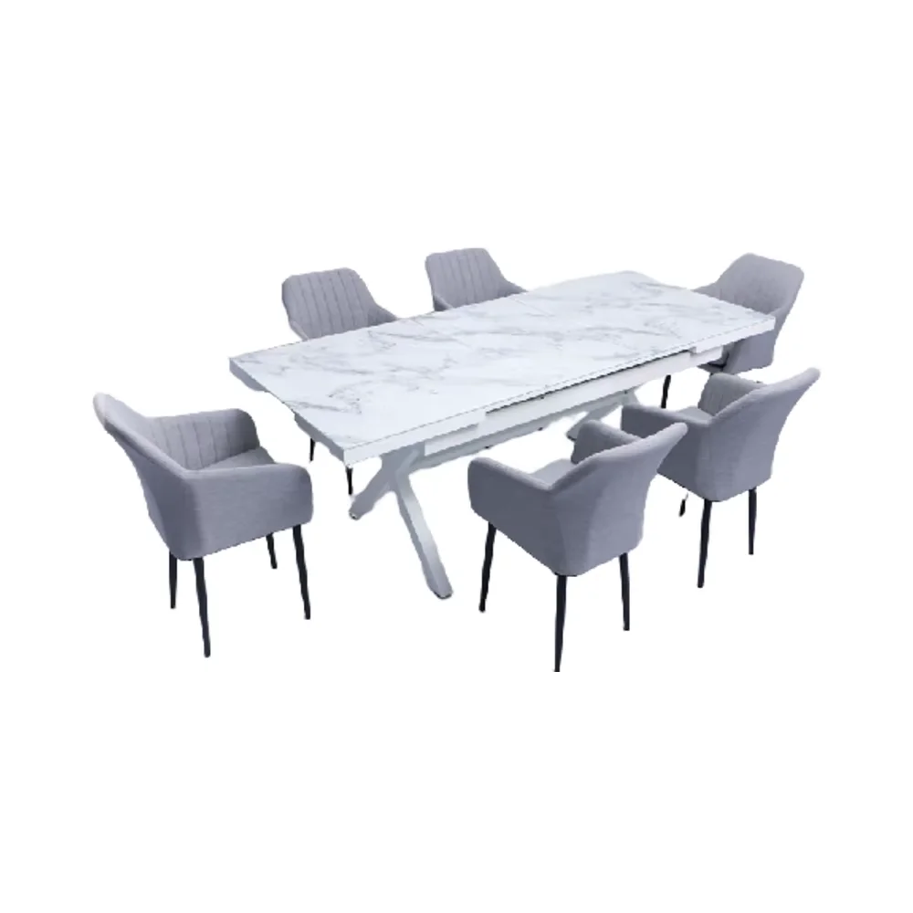 

Modern Cast Aluminum Dining Table Chair Set Royal Style for Outdoor Villa Garden Parks Durable Metal Furniture