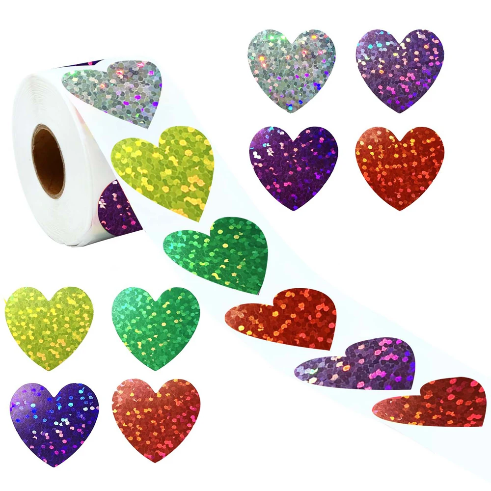 500Pcs 1inch Love Heart Stickers for Valentines Day Wedding Gift Wrapping Bag Packaging Sealing Labels Scrapbooking Diy Stickers