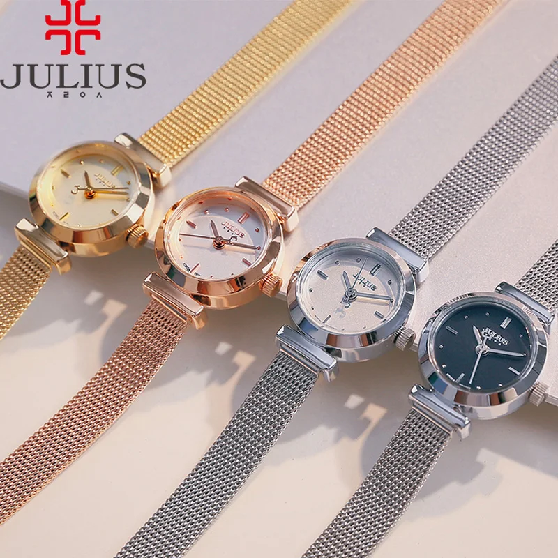 New Julius Mini Lady Women's Watch Japan Quartz Elegant Fashion Hours Clock Dress Bracelet Chain School Girl's Birthday Gift Box