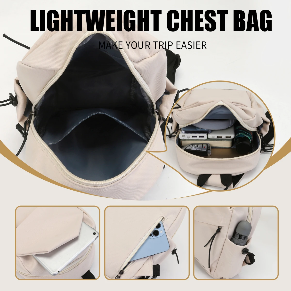 High-end logo custom messenger bag men's one-shoulder chest bag women's mountain climbing lightweight exclusive diy