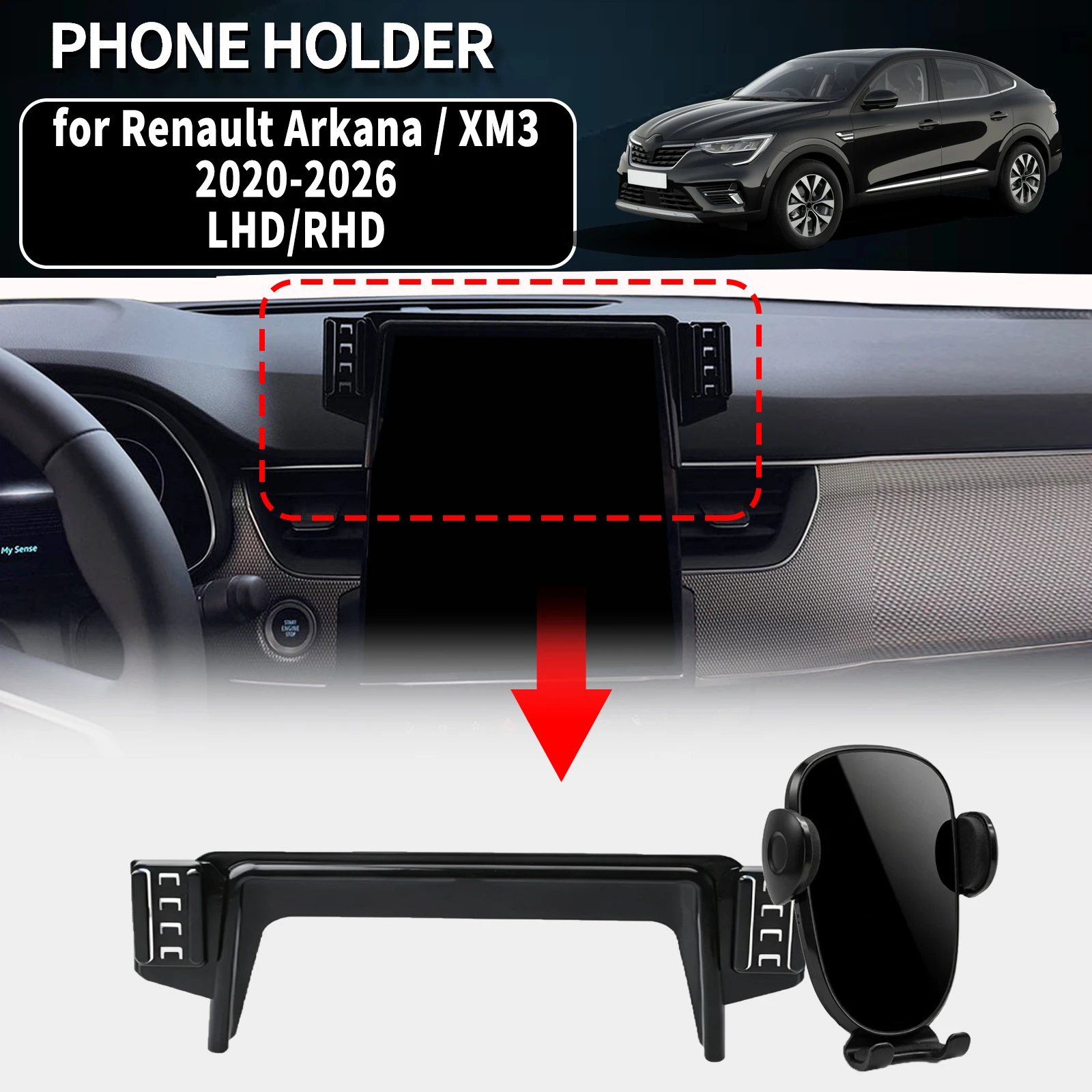 for Renault Arkana XM3 2020-2022 2023 2024 2025 2026 Vehicle-Specific Phone Holder Mount Car GPS Stand Easy Fix Auto Accessories