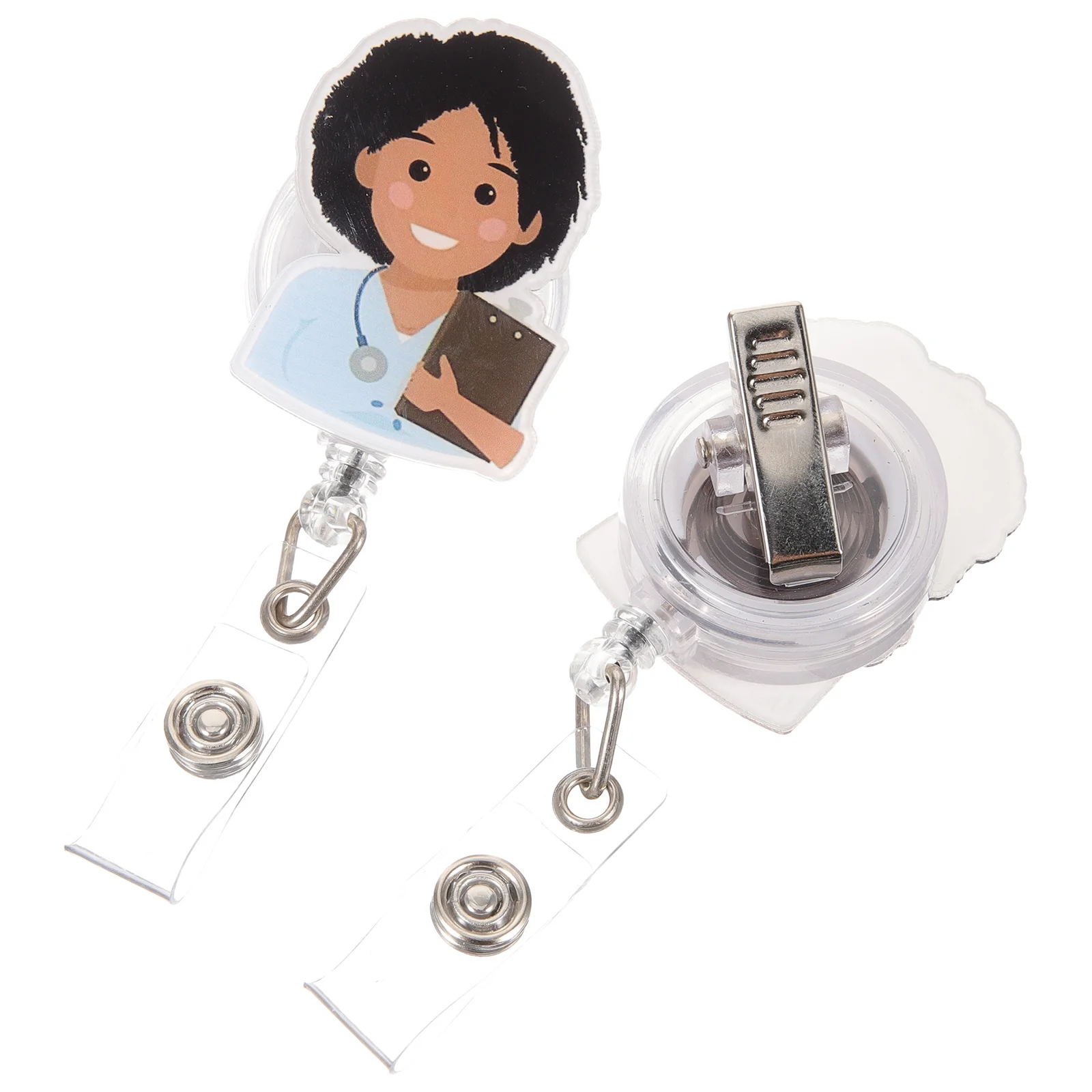 

2Pcs Retractable Name Card Holder for Nurses Doctors Badge Holder Clip Lightweight Compact Design Easy Carry Work Hospital Use