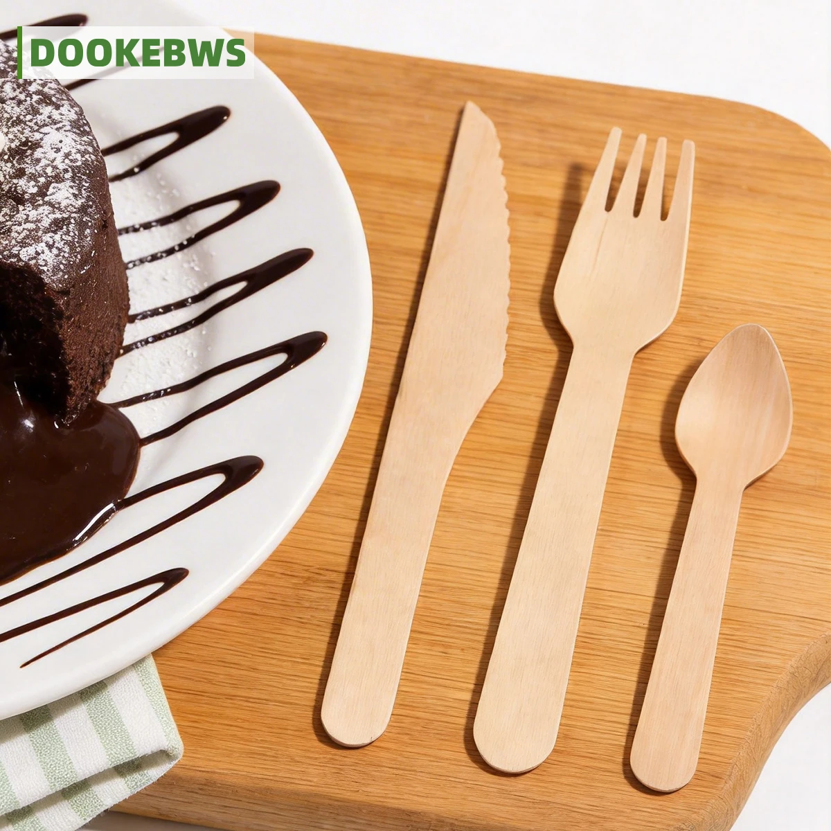 75-Piece Disposable Knife, Fork, and Spoon Set, Made from Eco-Friendly and Compostable Birch Wood, Consisting of 16cm Knives and Forks and 11cm Dessert Spoons. Perfect for Everyday Use, Picnics, Birthday Parties, and Weddings