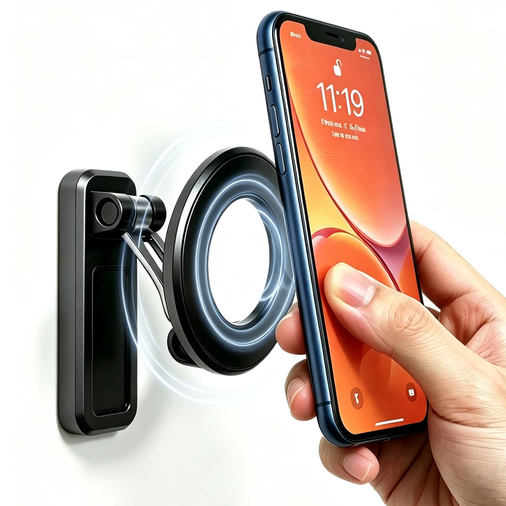 Double-Sided Magnetic Phone Holder | Strong Magnet Phone Mount with Metal Body, Adjustable Phone Stand for Golf Gym