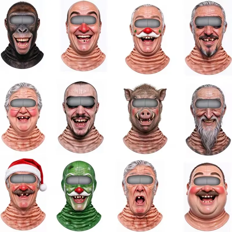 New 3D Face Printed Old Man Balaclava White Mustache Breathable Eye Hole Face Mask Stretch Elastic Winter Mask Cover