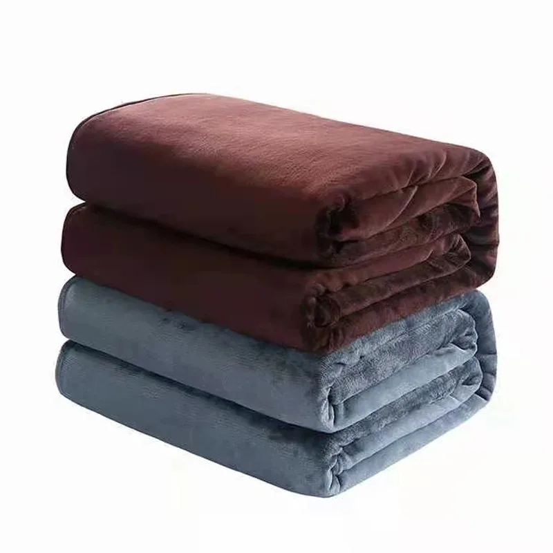 Coral Fleece Flannel Blankets for Beds Solid Blue Pink Soft Warm Thin Bedspread Sofa Cover Faux Fur Plaid Blanket