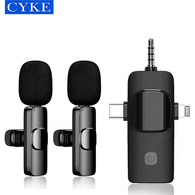

CYKE Plug And Play беспроводной петличный микрофон с шумоподавлением для iPhone Android 3,5 мм для записи в реальном времени маленький микрофон K15