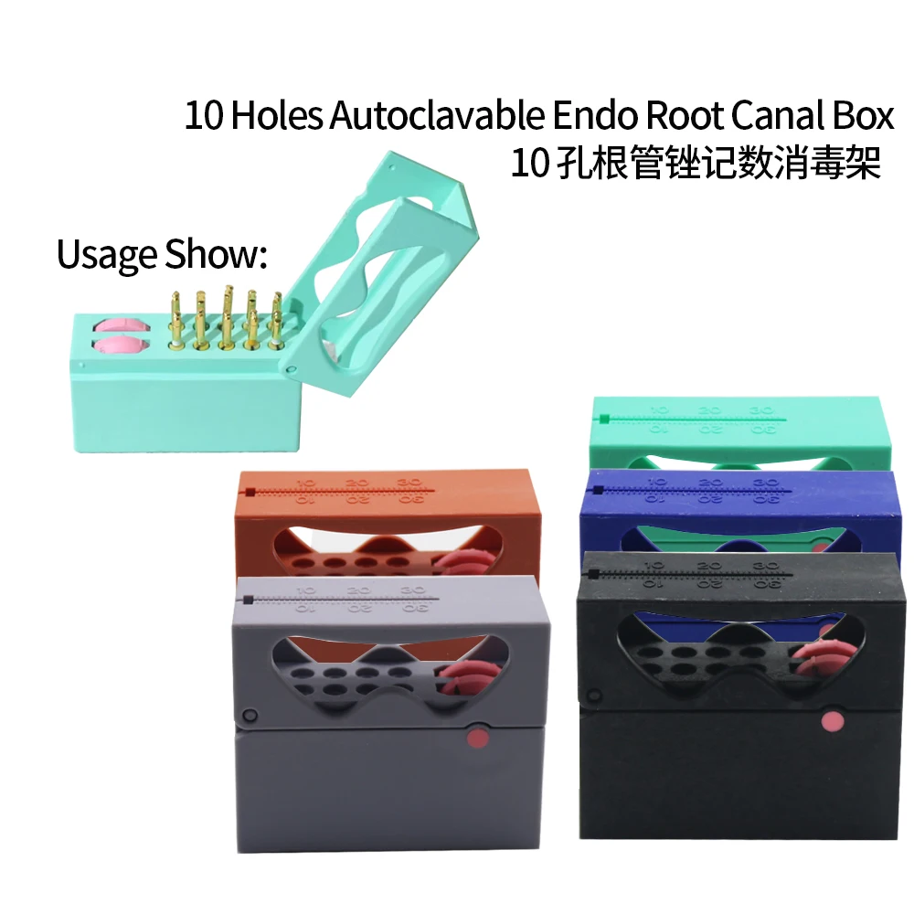 HBC Dental 1Pc Dental 10 Holes Autoclavable Sterilization Endo Box Car Needle Disinfection Box