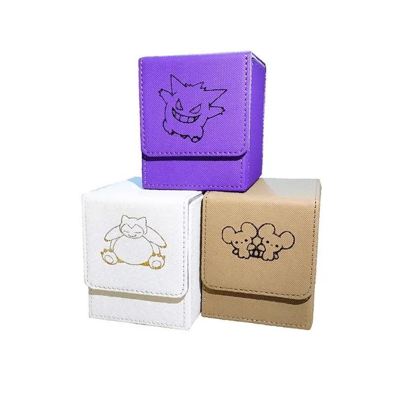 Pokemon Ptcg Snorlax Tandemaus Gengar Charizard Self Made Leather Card Box Anime Classics Game Collection Cards Toy Gift