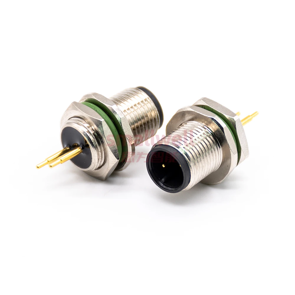 M12 2-core A-pin panel installation socket board front installation unshielded plug board opening size M12