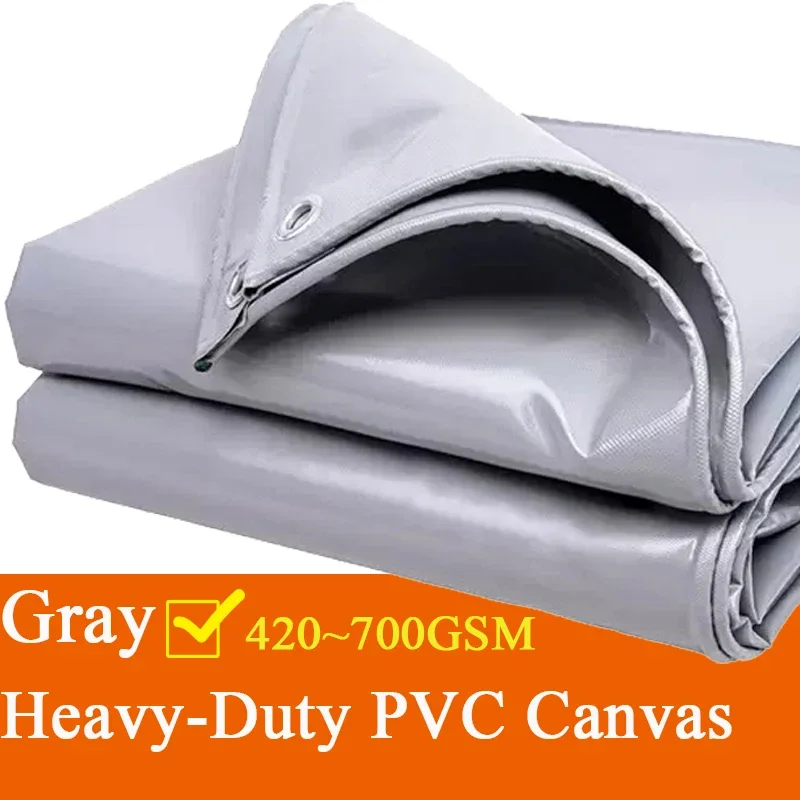Gray Heavy-Duty PVC Canvas Thicken Coated Banner Sunshade And Anti-aging Outdoor Camping Tent Canopy Pergola Sun Shelter