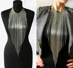 2024 Fashion personality Fringe necklace Metal body chain trend matching accessories
