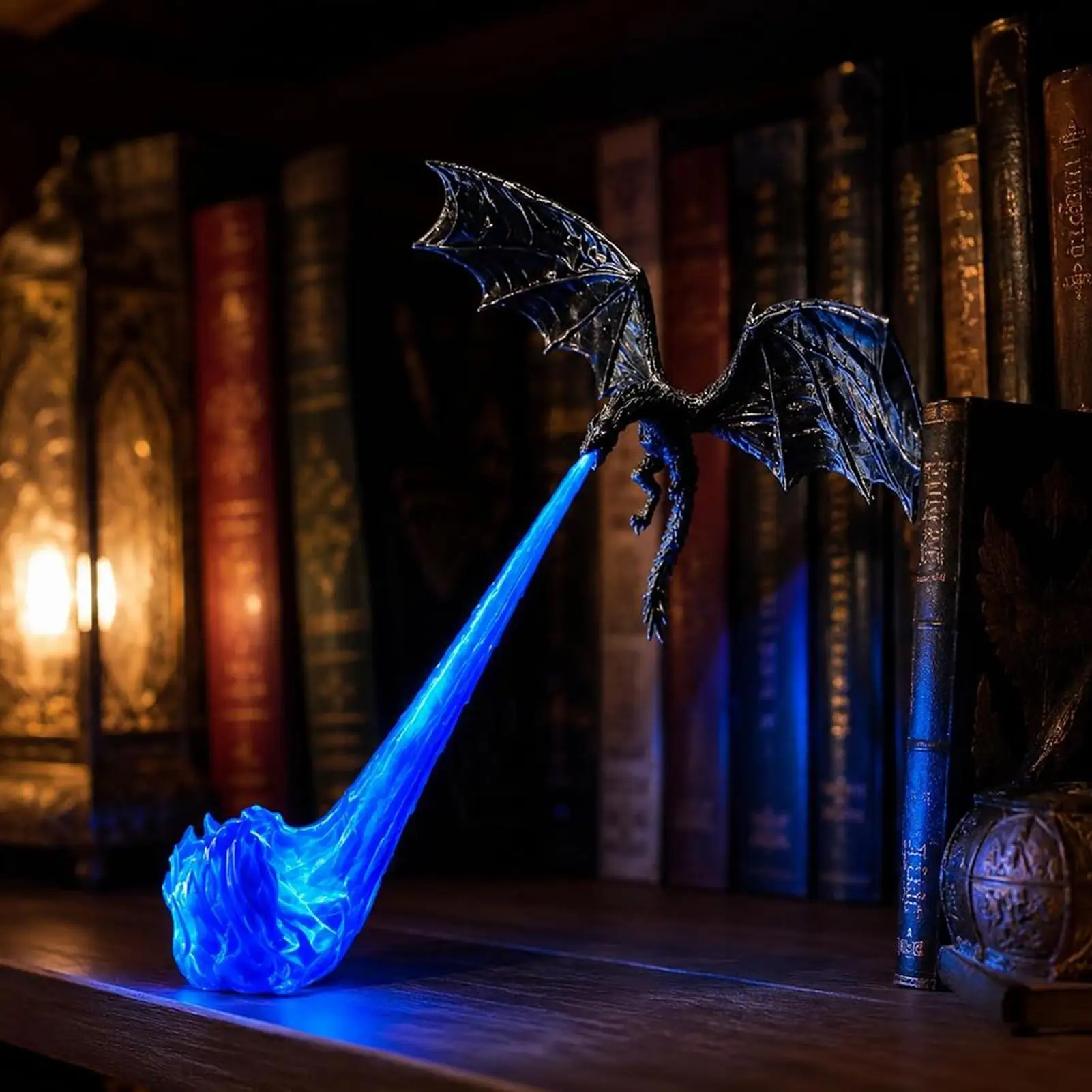 Bookshelf Nook Light 3D Printed Flying Dragon Library Lantern Decor for Nightstand Bedroom Nursery Den Kids Boys Girls