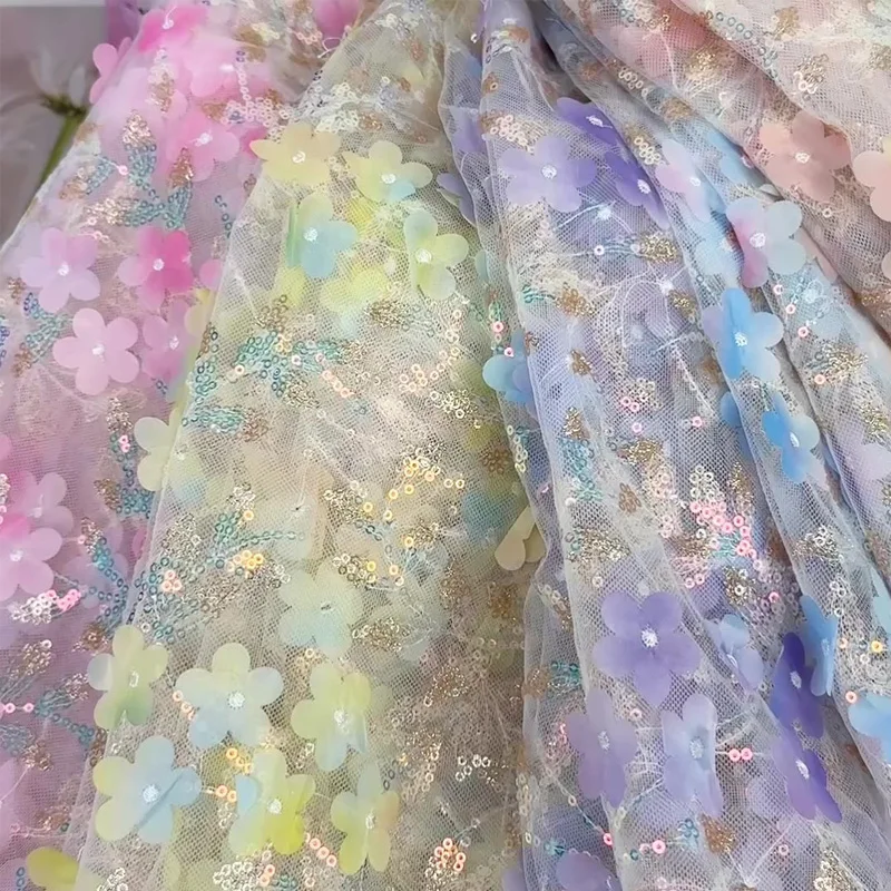

Тюль с цветочным принтом, ткань для вышивки, трансграничная для кружевного платья, ткань для свадебного платья, фон, декоративная ткань, материал