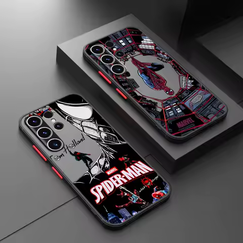 Black Edge Shell Case for Samsung Galaxy S24 S9 S10 S25 S20 S21 FE S22 Plus S21 S23 Ultra Marvel Spider Man Cool