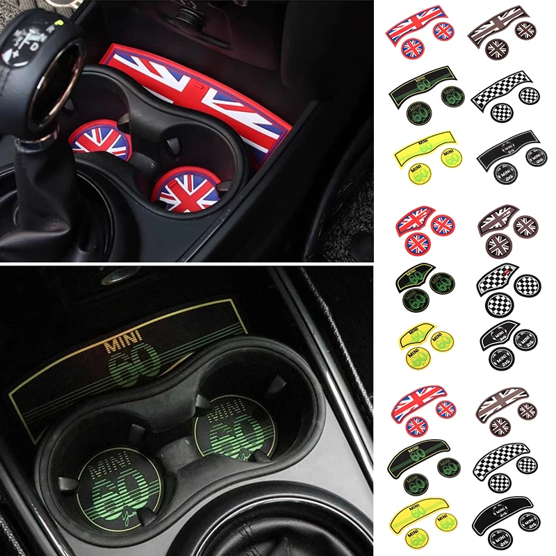 

3pcs Union Jack Water Cup Mat Storage Groove Mat Set Interior For BMW Mini Cooper S JCW F54 F55 F56 F57 F60 Countryman Clubman