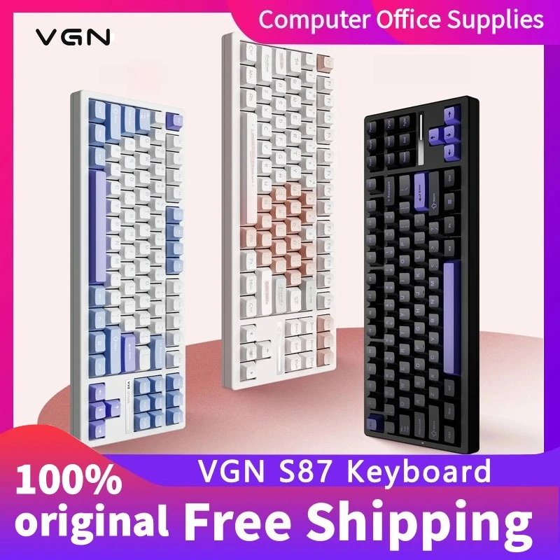 

VGN S87 2,4G беспроводная трехрежимная игровая клавиатура персонализированная объединительная плата полная клавиша непоударная механическая клавиатура полная клавиша с возможностью горячей замены