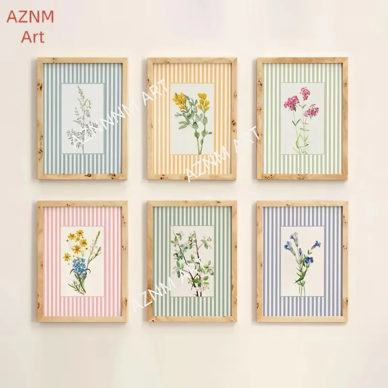1/6 Stück Vintage Botanische Dänische Boho Poster Bunte Flora Skandinavische Pastell Leinwand Malerei Wand Kunst Bauernhof Rustikale Wohnkultur