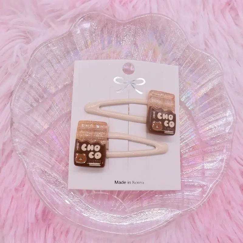 2Pcs/Set Kawaii Donut Biscuit Animal Bear Shape Hair Accessories Kid Headband Fashion Child Hair Clips Girl Hairpin Ornaments