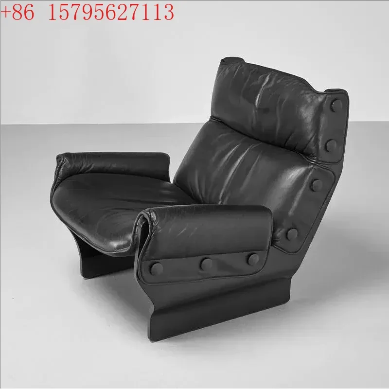 

Leisure chair Italian simple retro designer solid wood special-shaped fabric button sofa chair