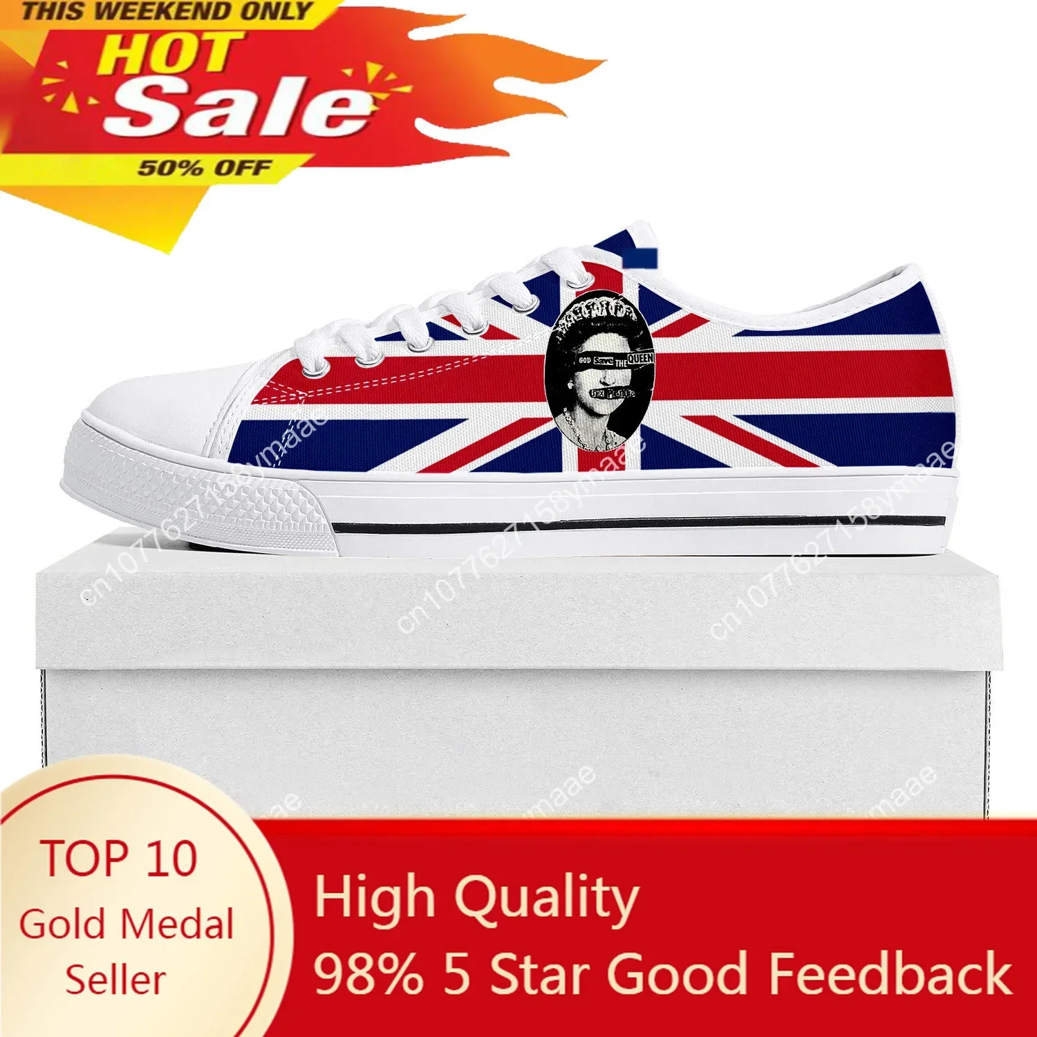Sex Pistols Low Top Sneakers Mens Womens Teenager Canvas High Quality Sneaker Casual God Save The Queen Customize DIY White Shoe