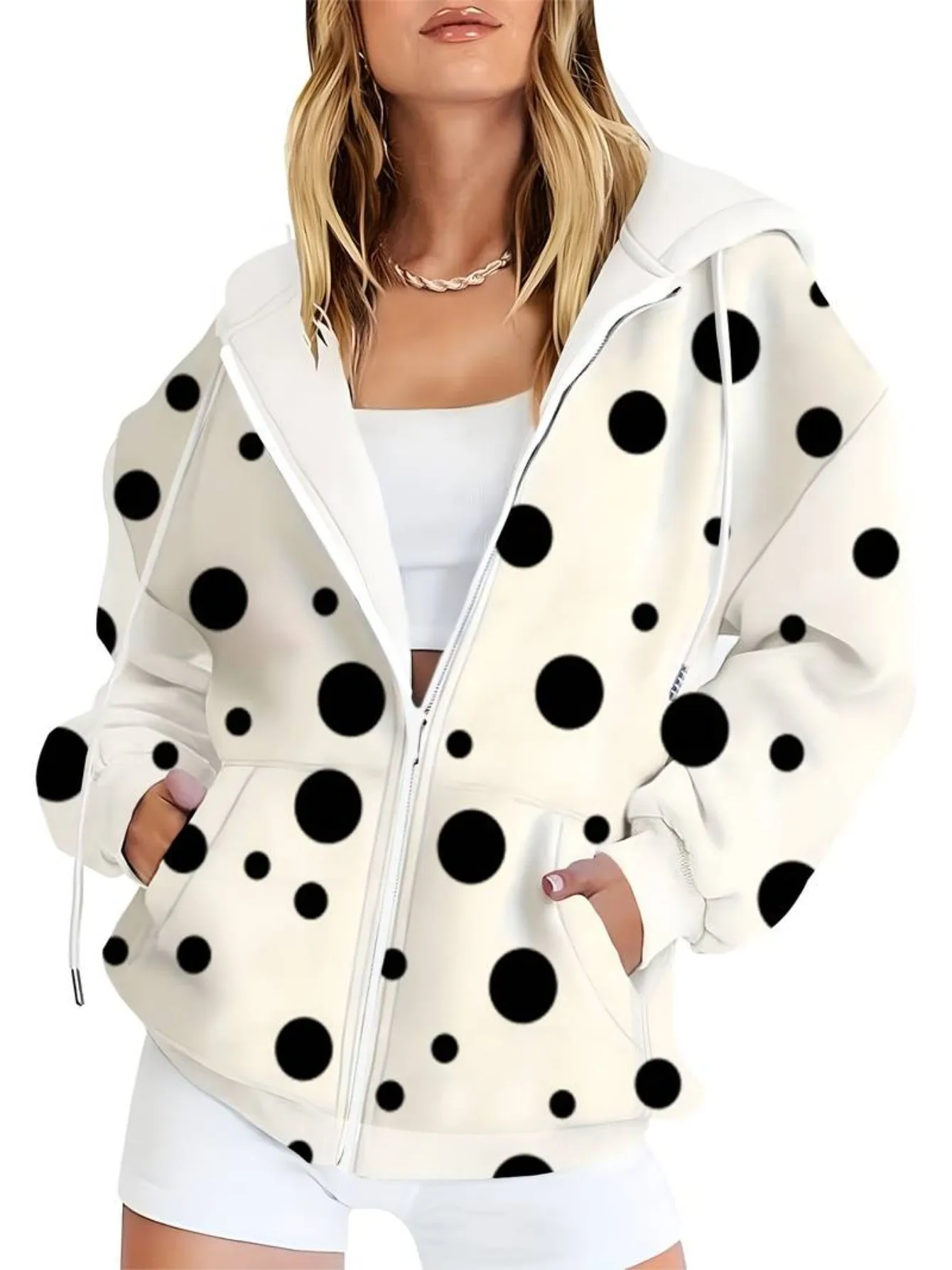 2026 autumn and winter new style women's zipper hooded sweater with 3D butterfly pattern printing casual and comfortable