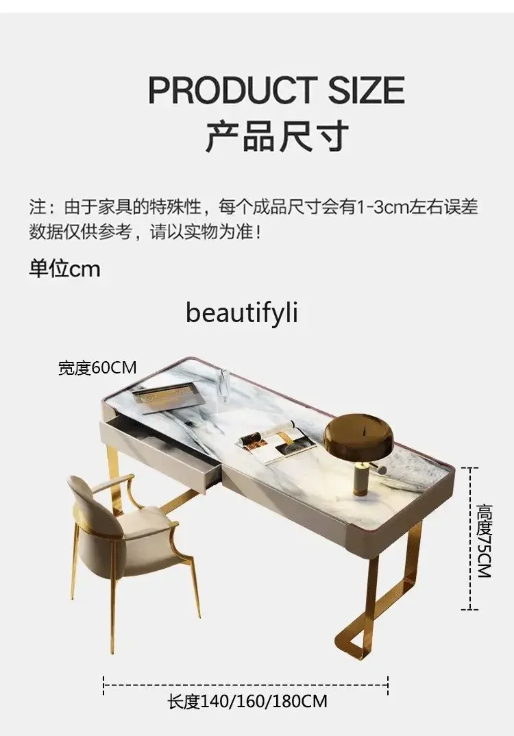 Stone Plate Table Desk Office Affordable Luxury Style Computer Desk Consulting Table and Chair