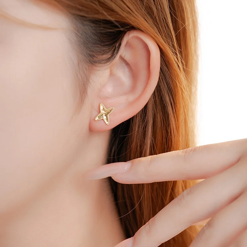 

925 Sterling Silver Charming Ancient Fish Scales Stars Stud Earrings for Women Fine Jewelry High Luxury Vintage Accessories