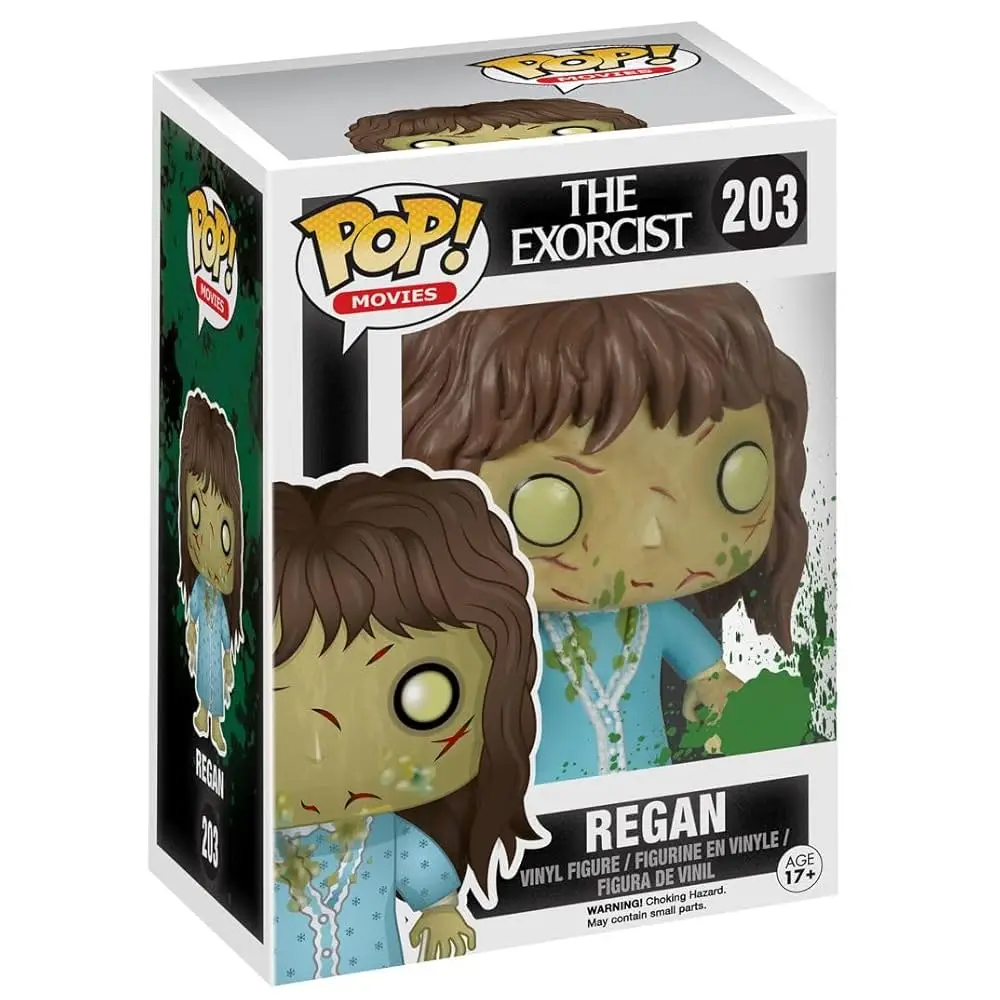 Funko - Figura coleccionable Funko POP! The Exorcist Regan 203 de vinilo para coleccionistas y fans del cine de terror, ideal para estanterías y regalos temáticos